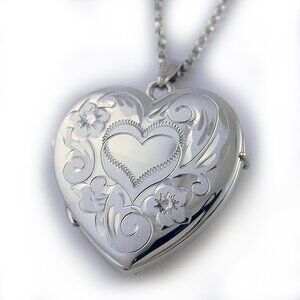 Large Four Picture Locket Sterling NWT